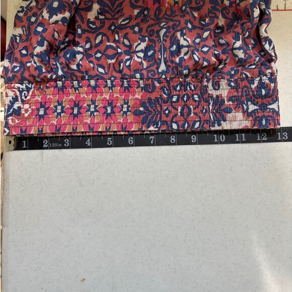 CAbi Isabel Patwork Boho Mini Skirt XS Pink Purple Asymmetrical Tiered Ruffled - Picture 6 of 14